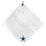 Team Golf NFL Dallas Cowboys Microfiber Towel - 15" X 15" (White) with Carabiner Clip, Premium Microfiber with Deep Waffle Pockets - Superior Water Absorption & Quick Dry Golf Cleaning Towel