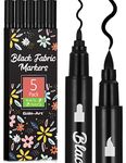 Gain-Art Black Fabric Markers - Dual-Tip Fabric Markers Permanent for Clothes - Non-Toxic Fabric Paint Pens for Personalizing Shirts Bags Hats Canvas, and Textiles