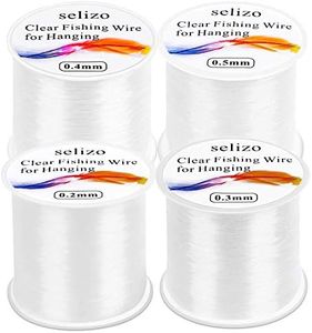 Fishing Wire for Hanging, Selizo 4Pcs Clear Fish Line Fishing String Invisible Monofilament Nylon Thread for Hanging Decorations, Balloon Garland, Jewelry Making, Beading and Crafts