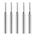 SpeTool 5PCS O Flute Spiral Upcut Router Bit Set 1/4 Inch Shank with 1/8 Inch Cutting Diameter, Carbide Singe Flute Aluminum Cutting End Mill