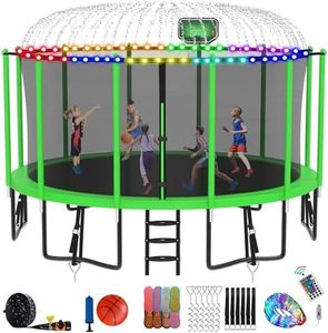 DeepRoar 1400 LBS 14FT Tranpoline with Safety Enclosure Net, Outdoor Recreational Tranpoline, Basketball Hoop, Spring Pad, Ladder, Combo Bounce Jump Tranpoline, Large-Scale Tranpoline for Kids/Adults