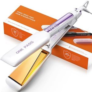 Faszin Professional Hair Straighteners, 42mm Wide-Plate Titanium Negative Ion Flat Iron, 30s Rapid Heating, Real-time Temperature Display, 11 Adjustable Temperature Levels (130-230℃)-White