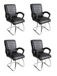 GOYALSON Home Exclusive Visitor Chair with arm Rest and Double Support Steel Frame with Cushioned seat Back (4, Black, Standard)