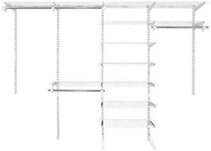 Rubbermaid Configurations Custom Closet Kit, 6-10 Ft. Adjustable Metal Wire Shelving, White Finish, Expandable Organization System, Hardware Included, for Home Closet/Pantry/Laundry/Mudroom