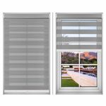 Blinhdome Cordless Custom Zebra Roller Light Filtering Shades and Blinds, Dual Layer Sheer Shades or Privacy Light Control, Day and Night Window Shades for Room Darkening, Easy to Install, Light Grey