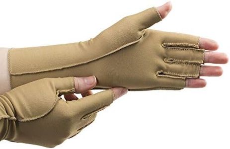 isotoner Women & Men Arthritis Compression Rheumatoid Pain Relief Gloves for joint support with Open/Full finger design, Camel, Medium