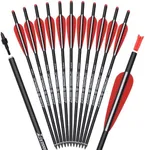 Carbon Crossbow Bolts 20 Inch Hunting Archery Arrows with 4" Vanes Replaced Arrowhead Tip (Pack of 12)