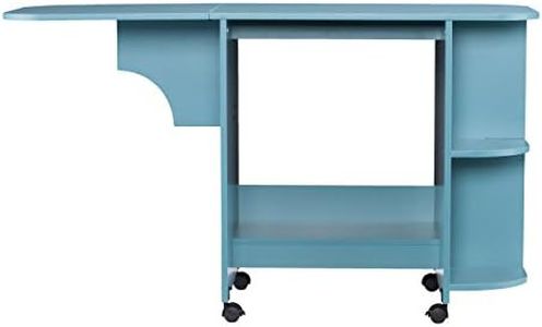 SEI Furniture Eaton Expandable Rolling Craft Station Sewing Table, Blue