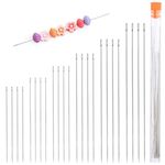 ZXIIXZ 24 Pcs Beading Needles, 6 Sizes Long Straight Beading Needles, Stainless Steel Long Straight Bead Needles for Bracelets and Earring Handicrafts Making