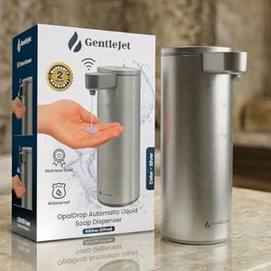 GentleJet OpalDrop Automatic Liquid Soap Dispenser for Kitchen Sink – Touchless No-Drip Pump, USB-C Rechargeable, 304 Stainless Steel, IPX5 Water-Resistant, 270 ml