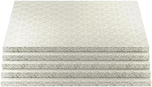 O'CREME Silver Square Cake Pastry Drum Board 1/2 Inch Thick, 18 Inch x 18 Inch - Pack of 5