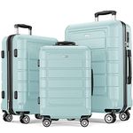 SHOWKOO Suitcase Sets 3 Piece Hard Shell PC+ABS Expandable Lightweight Durable Travel Luggage with Spinner Wheels TSA Lock, 20" 24" 28" -Mint Green