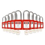 TAEGIQI 10RED Keyed-Different Lockout Tagout Safety Padlock with Brass Core