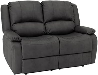 RecPro Charles 58" Double Recliner RV Sofa | Zero Wall Loveseat for Camper | Wall Hugger Couch | Fifth Wheel Theater Seating | Upgraded 2023 Fabric (Gunmetal)