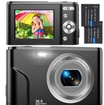 IXNAIQY Children's Digital Camera, 1080P HD Mini Digital Camera, 36MP Photo Camera with 16X Digital Zoom, and 2 Batteries, Compact Camera, Gift for Christmas, Birthday Black