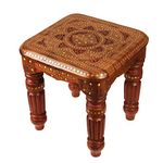 karigar creations Home Decor Items Collapsible Sheesham Wood Folding Stool, Ideal for Home Decor 12x12x12 inch Natural Wood Color Brown