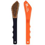 Boar Hair Rock Climbing Brush with Ergonomic Handle, Bouldering Boulder Brush as Durable Cleaning Tool for Climbing Chalk and Climbing Holds on Climbing Wall Indoor or Outdoor (Black&Orange)