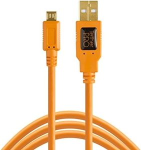 Tether Tools TetherPro USB 2.0 to USB Micro-B 5-Pin Cable | for Fast Transfer Between Camera and Computer | High Visibility Orange | 15 Feet (4.6 m)