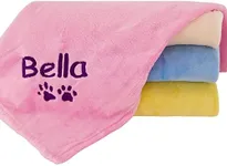 Personalized Dog Blanket with Embroidered Name and Paws - Comfortable and Cozy Custom Dog Blanket for Couch, Bed, Car - Water Resistant Pet Fleece Blanket for Dogs and Cats - Pink - 28x40 Inches