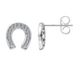 HIGHSPARK 925 Silver Horseshoe Solitaire Earrings | 92.5 Sterling Silver and Diamond like Brilliance Sparkling Zirconia| Lovely Gift - Horseshoe