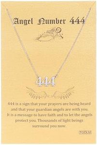 TGOLM Old English 444 Angel Number Pendant Necklace for Women Aesthetic Accessories Jewelry Silver