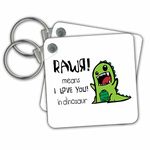 3dRose Rawr means I love you in dinosaur - Key Chains, 2.25 x 4.5 inches, set of 2 (kc_157446_1)