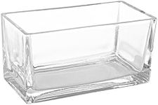 7.5 inch Modern Rectangular Clear Glass Trough Vase Succulent Planter Pot - MyGift