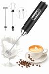 Konquer TimeS Handheld Milk Frother Rechargeable, 3-Speed Electric Frother for Coffee with 2 Whisks, Coffee Frother Mixer, Stand-up Design, for Cream, Latte, Cappuccino and for Butter Milk
