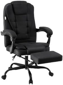 Artiss Ergonomic Office Chair Executive Fabric Big and Tall Computer Chair with Footrest, Recliner Home Desk Chair High Back, Black
