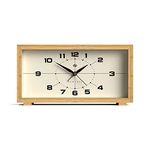 NEWGATE® Lemur Alarm Clock in Bamboo - Bedside Clock - Desk Clock - Modern Alarm Clock - Mantel Clock - Bedroom Accessories - Retro Dial - Office Clock - Bamboo Case - Arabic Dial