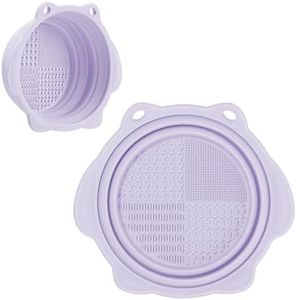 Makeup Brush Cleaner, Etercycle Foldable Silicone Brush Cleaner Bowl Srubber, Portable Washing Tools for Makeup Brush,Powder Puff,Sponge (Purple)