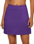 Ekouaer Women Skort for Golf Tennis Gym Running Workout Exercise Hiking Skirts with Underneath Violet Small