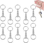 Yharnamite 10 Pcs Quick Release Keychains, Portable Detachable Dual Pull Apart Key Chain Quick Disconnect Key Ring, Double Split Ring Keychain Snap Holder for DIY Craft Home Car Key Accessory