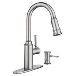 Moen 87731SRS Glenshire One-Handle High Arc Pulldown Kitchen Faucet with Soap Dispenser, Spot Resist Stainless