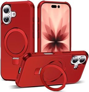 SKYLMW Compatible with iPhone 17 Case with Invisible Magnetic O-Ring Stand Military-Grade Phone Case for iPhone 17 6.3" [Compatible with Mag-Safe][Great Grip Feeling], Red
