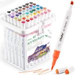 Ohuhu Alcohol Markers Double Tipped Art Marker Set For Kids Adults Coloring Illustration Great Value Pack For Students' Art Class,Better Designed Grip(New 48 Colours,Brush & Chisel),Multicolour