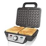 Quest 35950 Two Slice Deep Fill Waffle Maker/Non-Stick Hot Plates/Adjustable Temperature/Stainless Steel with Cool Touch Handle / 1000W