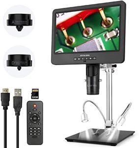 JOYALENS JL249MS 3 Lens 10.1 Inch LCD HDMI Digital Microscope 2000x, 24MP Soldering Microscope Pro Metal Stand for Vertical Horizontal Adjust, Coin Microscope, Biological Microscope, PC Compatible,32G