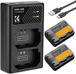 K&F Concept NP-FZ100 Battery and Dual Slot Charger Set for Sony A7iii, A7iv, A7C, A6700, A6600, ZV-E1, ZV-E10ii, FX3, FX30, A9, Alpha 9, Alpha 9S, A9S, A7R3, A7R4 Camera Batteries, 2280mAH