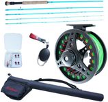 KingKatch Fly Fishing Rod Combo, 4 Piece Portable 8WT Fly Rod with Extra Spare Tip, Pre-Loaded Fly Reel and Fly Line with Flies, Complete Starter Kit for Trout, Bass and Freshwater Fishing