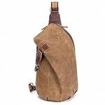 AOTIAN Unisex Sling Backpack Purse Waxed Canvas Crossbody Bag 10 Liters Khaki