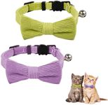 Sychien 2 Pack Cat Collar with Breakaway Bowtie and Bell Adjustable Breakaway Cat Collars for Girl Female Boy Male