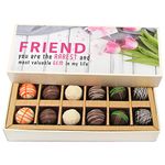 Chocholik Friendship Gift - Friend, You are The Rarest and Most Valuable Gem in My Life - Dark, Milk, White Chocolate Truffles - 12pc
