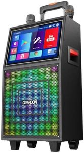 GEARDON Karaoke Machine with Lyrics Display Screen for Adults, 15 Inches Tablet, Bluetooth Speaker w/ 2 Rechargeable UHF Mics, 1000W Peak Power, DJ Lights, Portable Karaoke System for Any Occasion