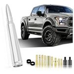 Car Bullet Antenna,Cool Radio Antenna Car Accessories Exterior,Ideal Truck Car Antenna Replacement Compatible with Ford F150 RAM 1500 GMC Heavy Duty Pickup Truck Accessories (Silver)