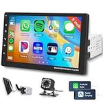 Single Din Apple Carplay Car Stereo, Rimoody 9 Inch Touch Screen Car Radio 1 Din with Bluetooth FM Radio iOS/Android Mirror Link TF/USB/AUX Input Car Multimedia Player+ Backup Camera