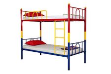 Royal Interiors Trios Single Size Kids Bunk Bed Without Storage Twin Over Twin Metal Bunk Beds for Kids | Double Decker Bed for Kids Room Furniture | Color - Multicolor, Size - 66 x 75 x 32 Inches