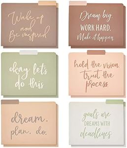 12 Pack Decorative File Folders, Letter Size for Women, Cute Earth Tone Aesthetic Office Supplies with Inspirational Sayings, 1/3 Cut Tabs (11.5 x 9.5 in)