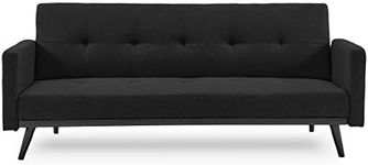 Sarantino 3 Seater Modular Linen Fabric Sofa Bed Couch Armrest Furniture Lounge Black