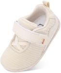 L-RUN Baby Boys Girls First Walking Shoes Non Slip Soft Sneakers Toddler Infant Babygirl Shoes Beige 4-4.5 Toddler